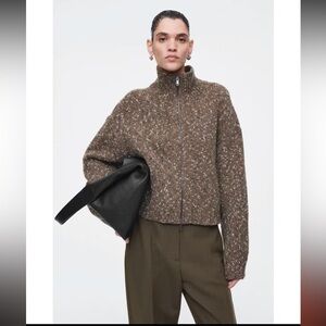 NWOT Cos Chunky Flecked Wool Zip Cardigan Size S